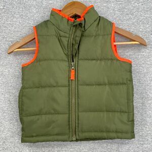OshKosh Bgosh Vest Jacket Toddler 2T Green Orange Puffer Full Zip Outdoor